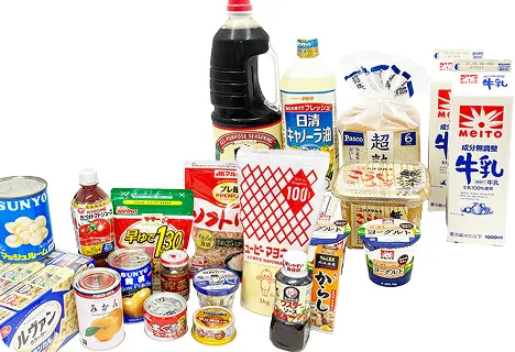 醤油、油、牛乳、パンなど